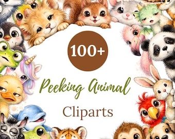 Peking Animal Clipart Bundle, Quirky Animal Faces Clipart, Cute Animal Clipart, Zoo Animal Clipart, Woodland Creatures, Nursery Funny Animal