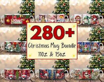 280+ Christmas Mug Wrap Bundle, Santa Mug Wrap, 11oz Gnome Mug, 15oz, Xmas Tree Wrap, Xmas Sublimation, Merry Christmas Coffee Mug, Xmas Png