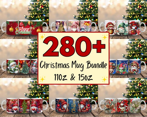 280+ Christmas Mug Wrap Bundle, Santa Mug Wrap, 11oz Gnome Mug, 15oz, Xmas Tree Wrap, Xmas Sublimation, Merry Christmas Coffee Mug, Xmas Png