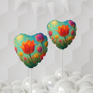 Heart-Shaped Balloons with Floral Design