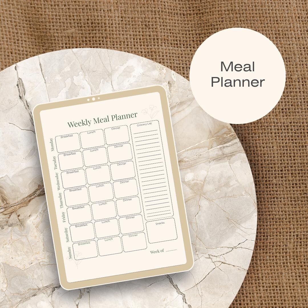 Minimal Weekly Meal Planner: Printable PDF & Digital iPad Organizer - Etsy