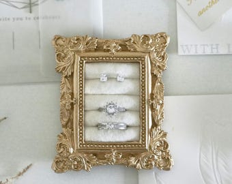 Wedding Ring Display Frame, Vintage Ring Holder for Photography, Flat Lay Jewelry Frame, Engagement Keepsake, Wedding Day Gift