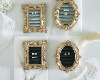 Cornice portafedi vintage, teca espositiva per anelli, portagioie a vista, ricordo dell'anello di fidanzamento, regalo per addio al nubilato.