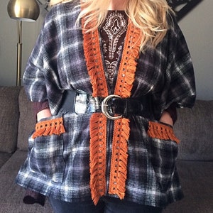 Bohemian Poncho/Cape with belt and pockets