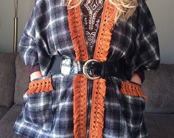 Bohemian Poncho/Cape with belt and pockets