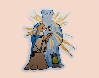 Cleric Stoat and Mouse Vinyl Sticker – D&D, Daggerheart, TTRPG