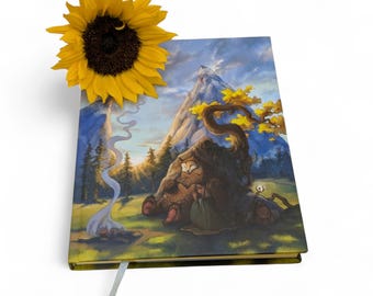 Owlbear Notebook, Large - "Long rest", 216 Lined Pages, With Ribbon and Back Pocket