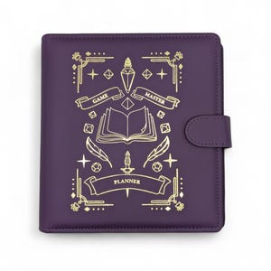Handmade Game Master’s Binder for D&D, Daggerheart, Pathfinder - Purple with Gold Foiling