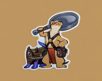 Barbarian Stoat and Mimic Cat Vinyl Sticker – D&D, Daggerheart, TTRPG