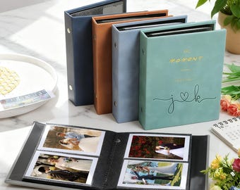 Personalized Instax Photo Album, Leather Photo Album, Vintage Style Scrapbook, Custom Wedding Guest Book Photo Album, Polaroid Album