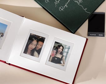Personalized Instax Photo Album for Cat Lovers, Vintage Fabric Scrapbook, Custom Wedding Guest Book