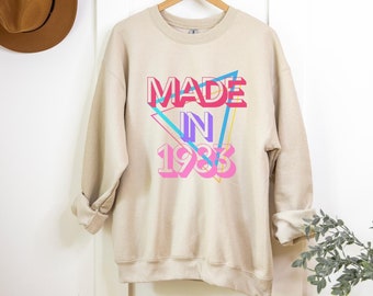 Retro Made in 1983 Sweatshirt, Oversized Birthday Crewneck, Birthday Gift for Millennials, Birthday Shirt Women, Born in 1980s Sweatshirt