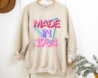 Made in 1984 Retro Sweatshirt, Oversized Birthday Sweater, Made in 1980s Clothing, Birthday Gift for Millennials, Birthday Year Crewneck