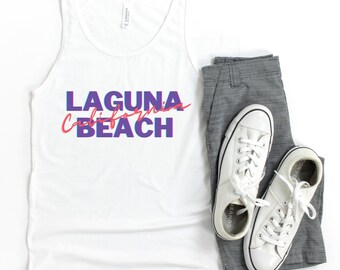 Retro Laguna Beach California Tank Top, 80s Aesthetic Laguna Beach Shirt, California T-Shirt, 80s California Shirt, Laguna Beach Trip Tee