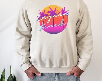 Retro Laguna Beach Sweatshirt, Oversized Crewneck, Palm Tree Tee, Cali Gift, 80s Aesthetic, Laguna Beach Shirt, California Beach Sweater