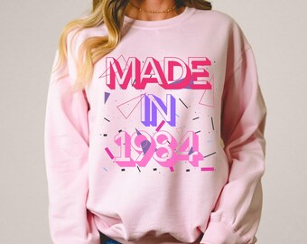 Made in 1984 Retro Sweatshirt, Oversized Birthday Sweater, Made in 1984 Clothing, Birthday Gift for Millennials, Birthday Year Crewneck