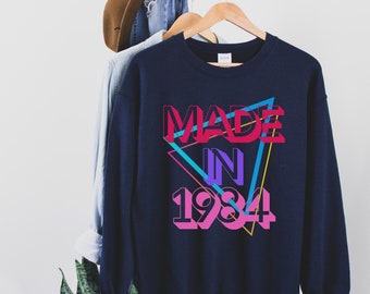 Made in 1984 Retro Sweatshirt, Oversized Birthday Sweater, Made in 1984 Clothing, Birthday Gift for Millennials, Birthday Year Crewneck