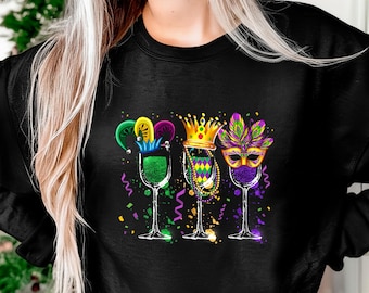 Mardi Gras glas wijn drinken Team Wine Festival Parade PNG, afdrukbare kunst, crafting design, dtf-ontwerp, vector, digitale download