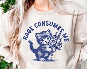 Cat Rage Consumes Me Sublimation PNG, Printable Art, Crafting Design, Dtf Design, Vector, Digital Download