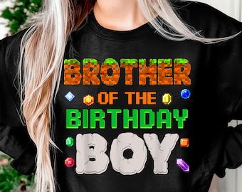 Fratello del festeggiato, videogiocatore, numero pixel, sublimazione PNG, arte stampabile, design artigianale, design DTF, vettore, download digitale