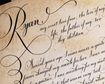 Wedding Vows, Handwritten Vintage Love Letter, Beautiful Calligraphy