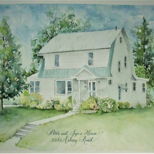 Custom Watercolor House Portraits, Church Portraits, and Wedding Venues from photo