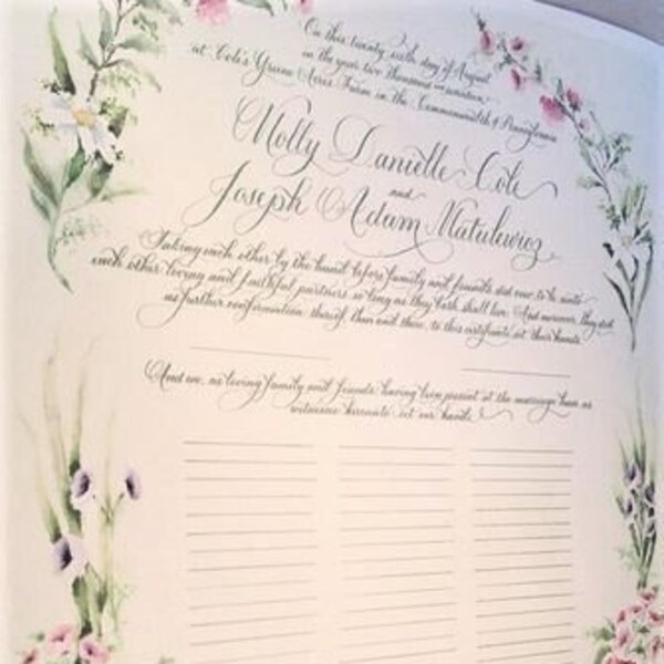 Quaker Marriage Certificate - Etsy