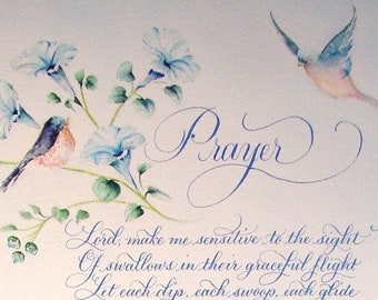 Calligraphy Services for Poetry with Customized Watercolor Painting