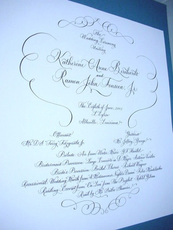 Wedding Program Signs Menu Wine List Thank You Etsy