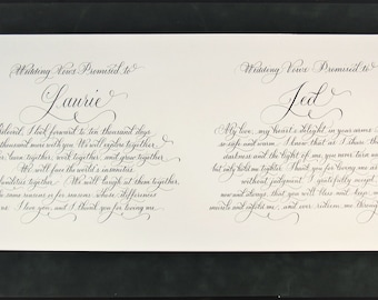 Custom Wedding Vows with Beautiful Calligraphy and Custom Art