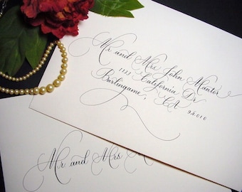 Wedding Envelopes Addressed with Calligraphy flourished just enough