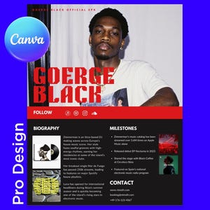 Editable Rapper/DJ Press Kit Template: Canva EPK One-Sheet (Digital Download)