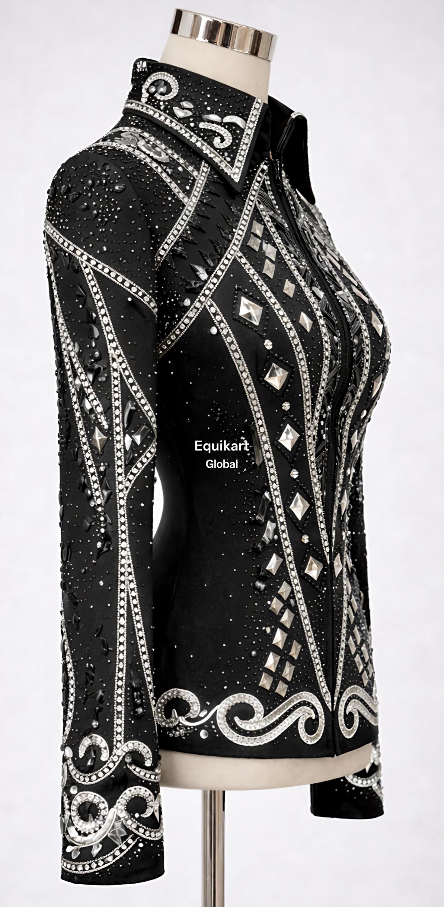 Black Western Showmanship Jacket – Rhinestone Stud Embellished Rodeo ...