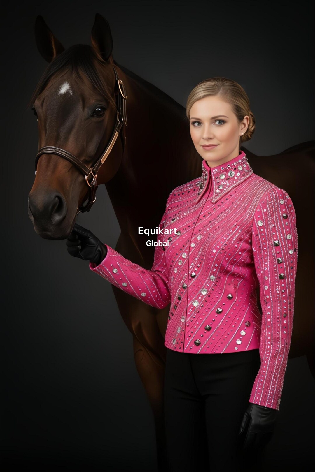 Pink Show Riding Jacket Hot Pink Western Show Jacket | Rhinestone Horsemanship Shirt | Fuchsia ...