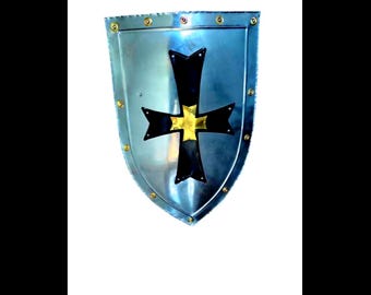 Medieval Steel Templar Knight Shield | Cosplay Armor (24")