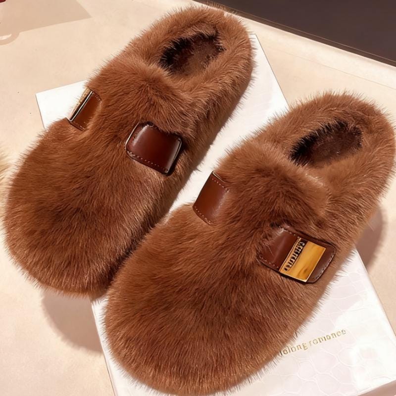 Mens Size 8/eur41 Brown and Black Faux Fur Loafers Slip On Shoes Amazon.com | Men main image 4