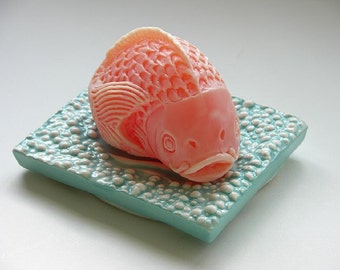 Koi Fish Soap on Ceramic Dish