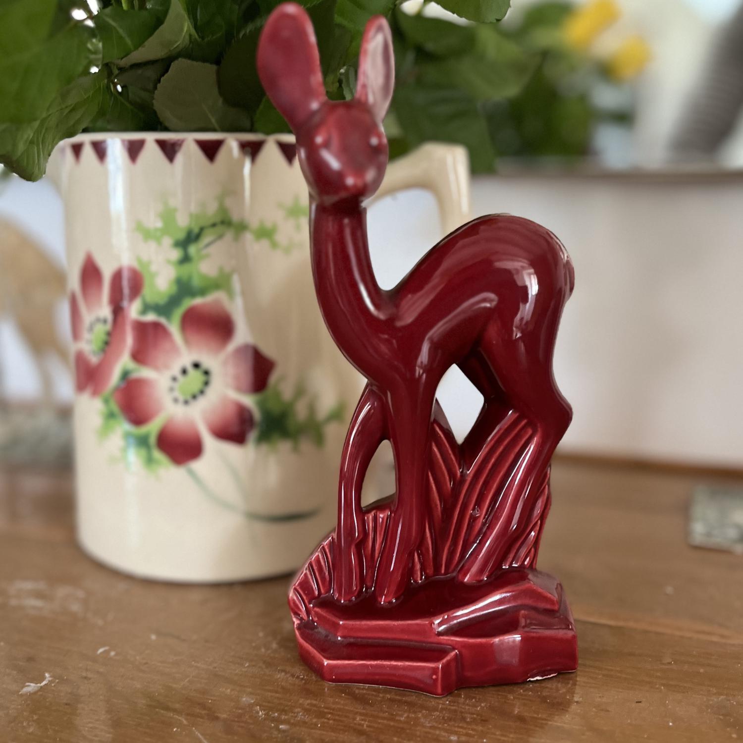 Vintage house broc: Biche Faon en céramique années 50 Saint Clément
