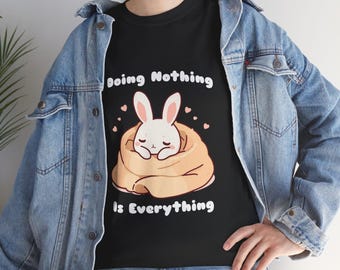 Cute Sleeping Bunny T-Shirt | Kawaii Bunny Quote Shirt | Cozy Pastel Animal Tee | Gift for Rabbit Lovers