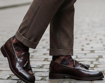 Mocasines con borlas para hombre, hechos a mano / Disponibles en 6 colores / Zapatos de vestir clásicos de piel sin cordones / Calzado formal para bodas y negocios para hombre