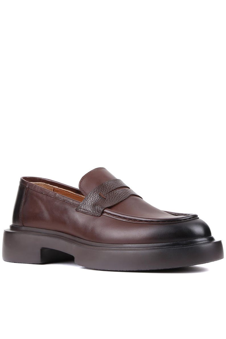 Mocasines de hombre con suela gruesa / Zapatos sin cordones de piel negra y marrón pulida / Zapatos de vestir elegantes e informales / Calzado formal moderno para hombre imagen 12