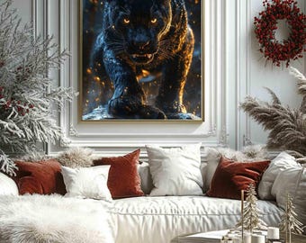 Black Panther Art Print - Fierce Jungle Predator Wall Decor