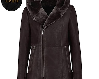 パッチワークフェイクファーロングコート、マルチペルトフード付き