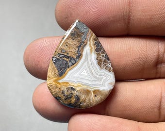 Ágata Crazy Lace, Cabochão Pera, 30x22x4MM, 19 CTS, Lindo Cabochão,