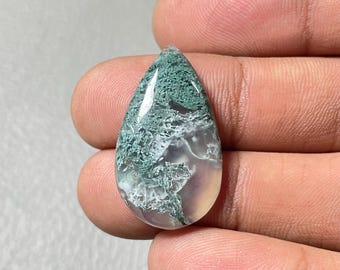 Moss agate, Pear Cabochon, 27x16x4MM, 15 CTS,Beautiful Cabochon,