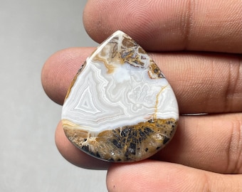 Ágata Crazy Lace, Cabochão Pera, 31x28x4MM, 31 CTS, Lindo Cabochão,