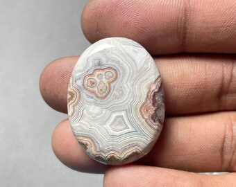 Ágata Crazy Lace, Cabochão Oval, 31x23x6MM, 38 CTS, Lindo Cabochão,