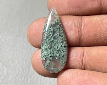 Moss agate, Pear Cabochon, 31x12x3MM, 10 CTS,Beautiful Cabochon,