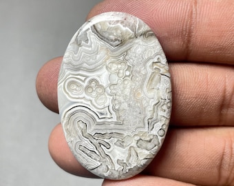Ágata Crazy Lace, Cabochão Oval, 40x27x4MM, 38 CTS, Lindo Cabochão,