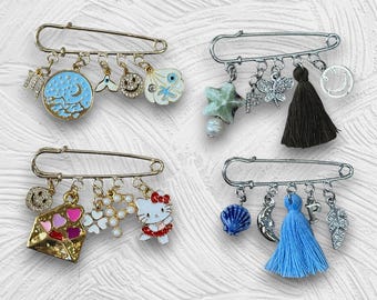 Gold Plated Custom Charm Brooch: Handmade Bag, Scarf, and Lapel Pin
